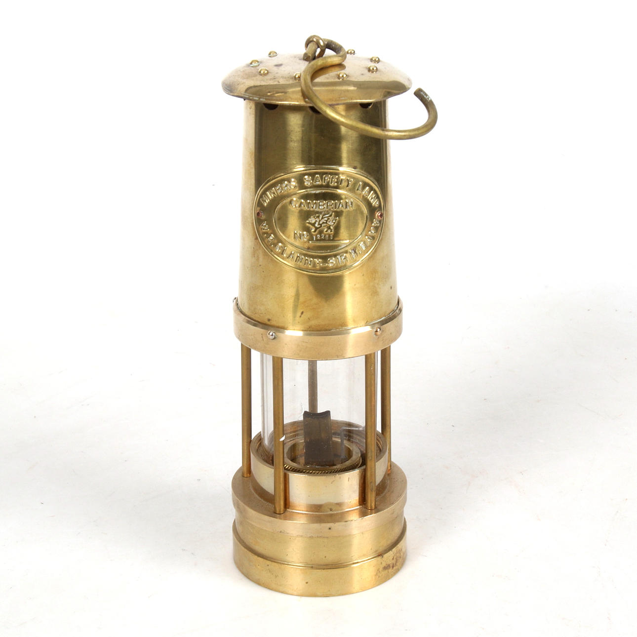 MINING LANTERN, brass, WR Clanny-Sir H. Davy, Cambrian, 1900s.