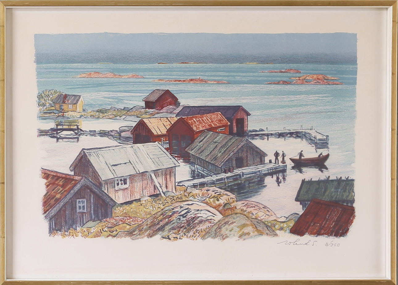 ROLAND SVENSSON. Åbolands skärgård, Borstö, färglitografi, signerad och numrerad 8 / 360.