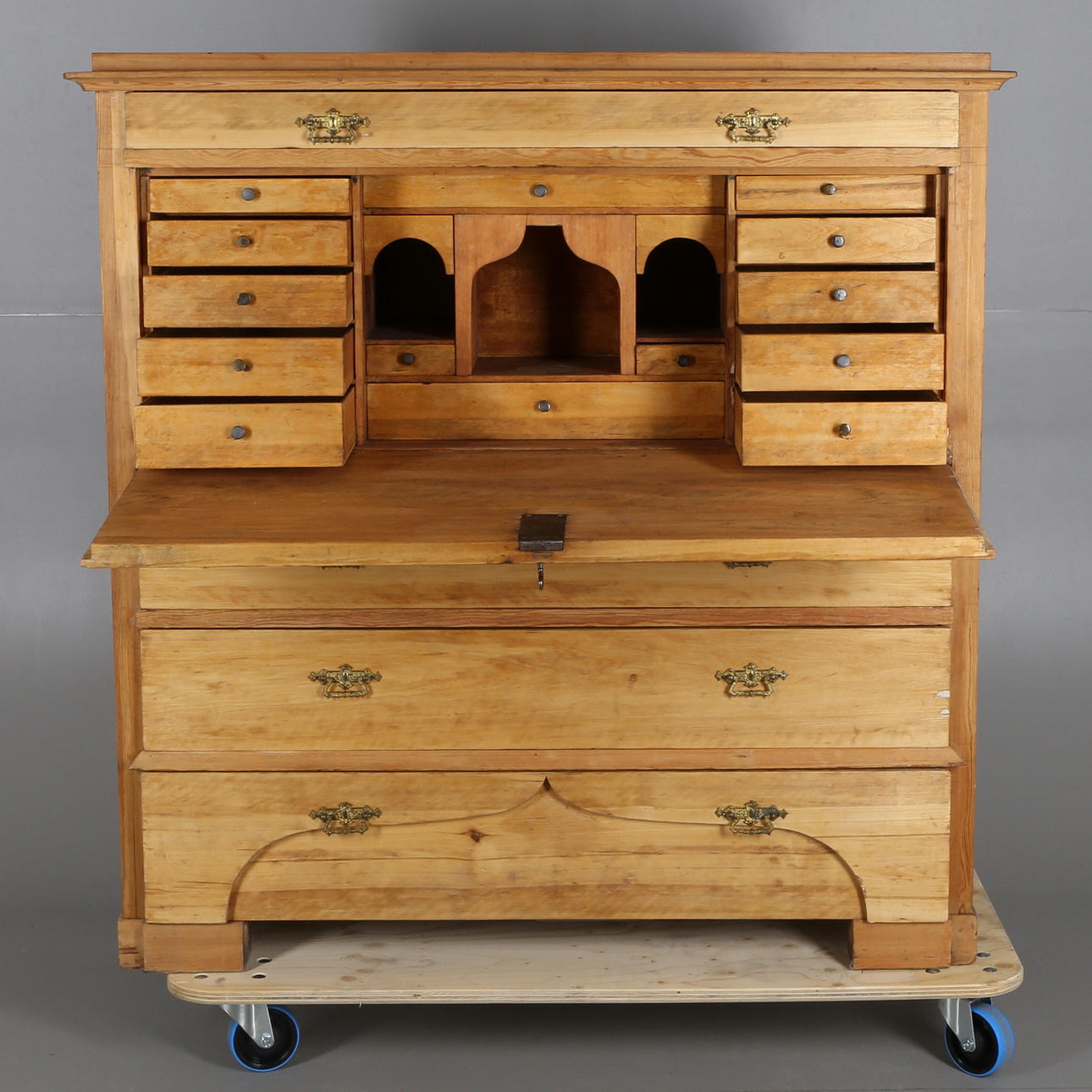 SEKRETÄR, fyra lådor med skrivklaff, 18/1900-tal.