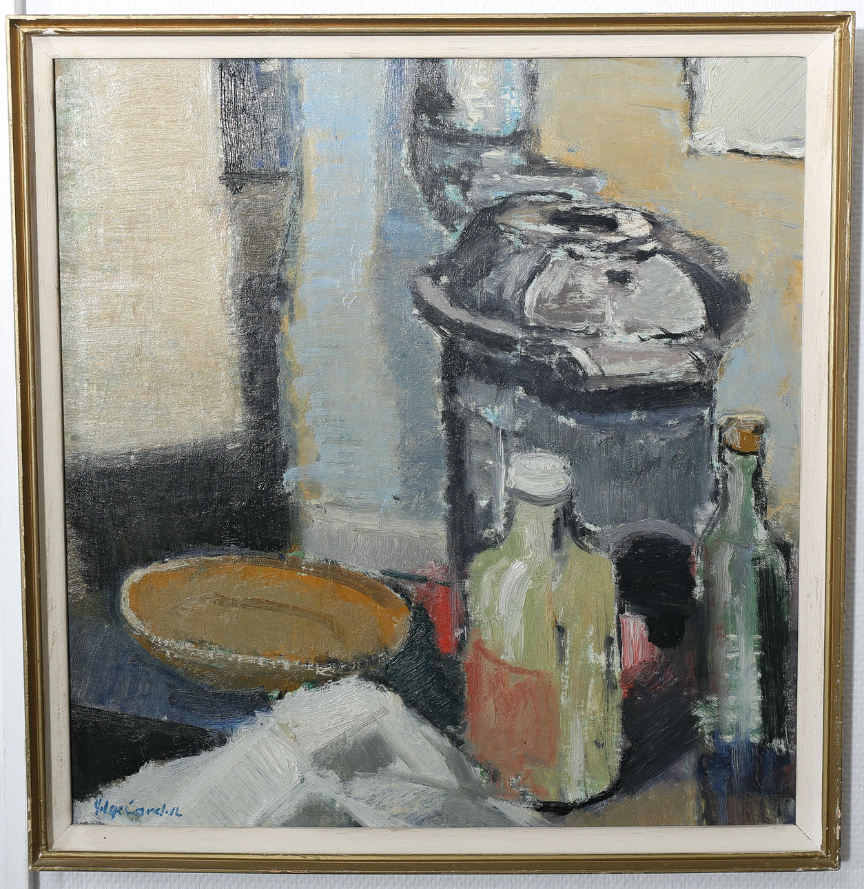 HELGE CARDELL. Olja på duk, Stilleben, signerad.