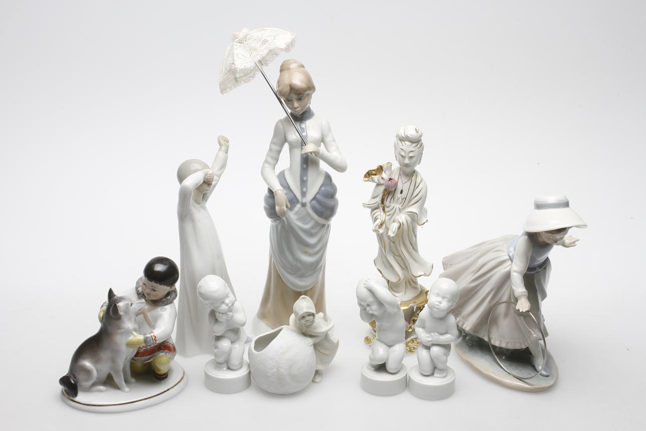 FIGURINER, 9 st, bl.a. Bing & Gröndahl, Nao.