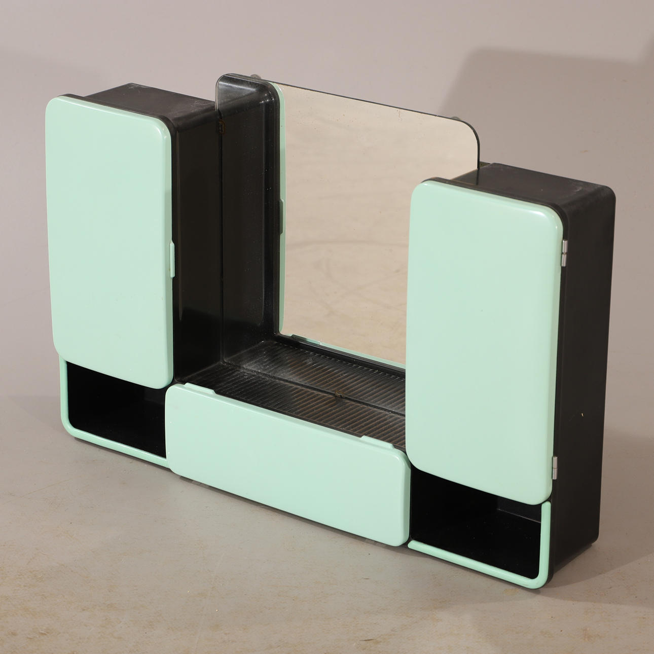 BATHROOM CABINET, plastic with mirror, marked CM Turin.