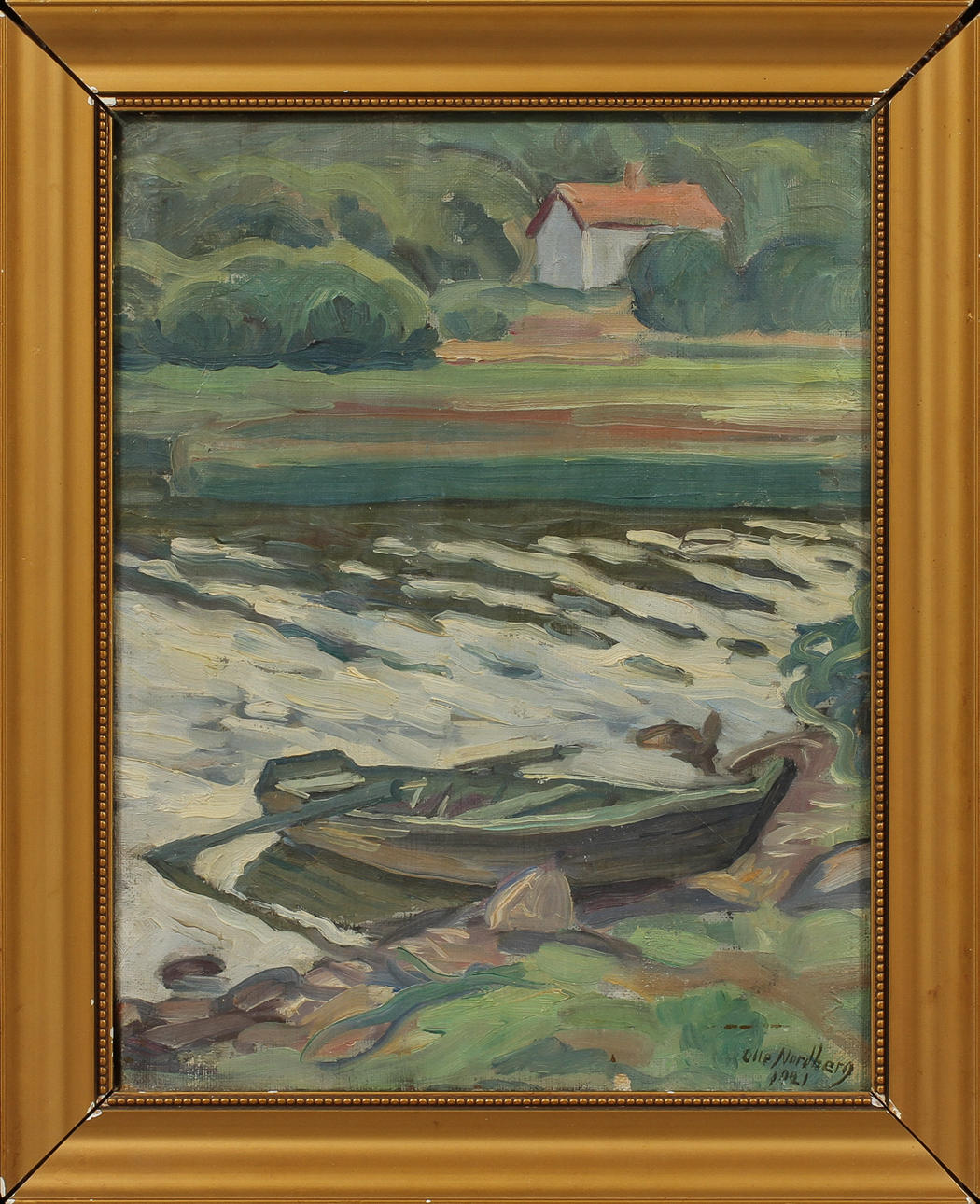 OLLE NORDBERG. "Söderbyviken", olja på duk, sign o dat -21.