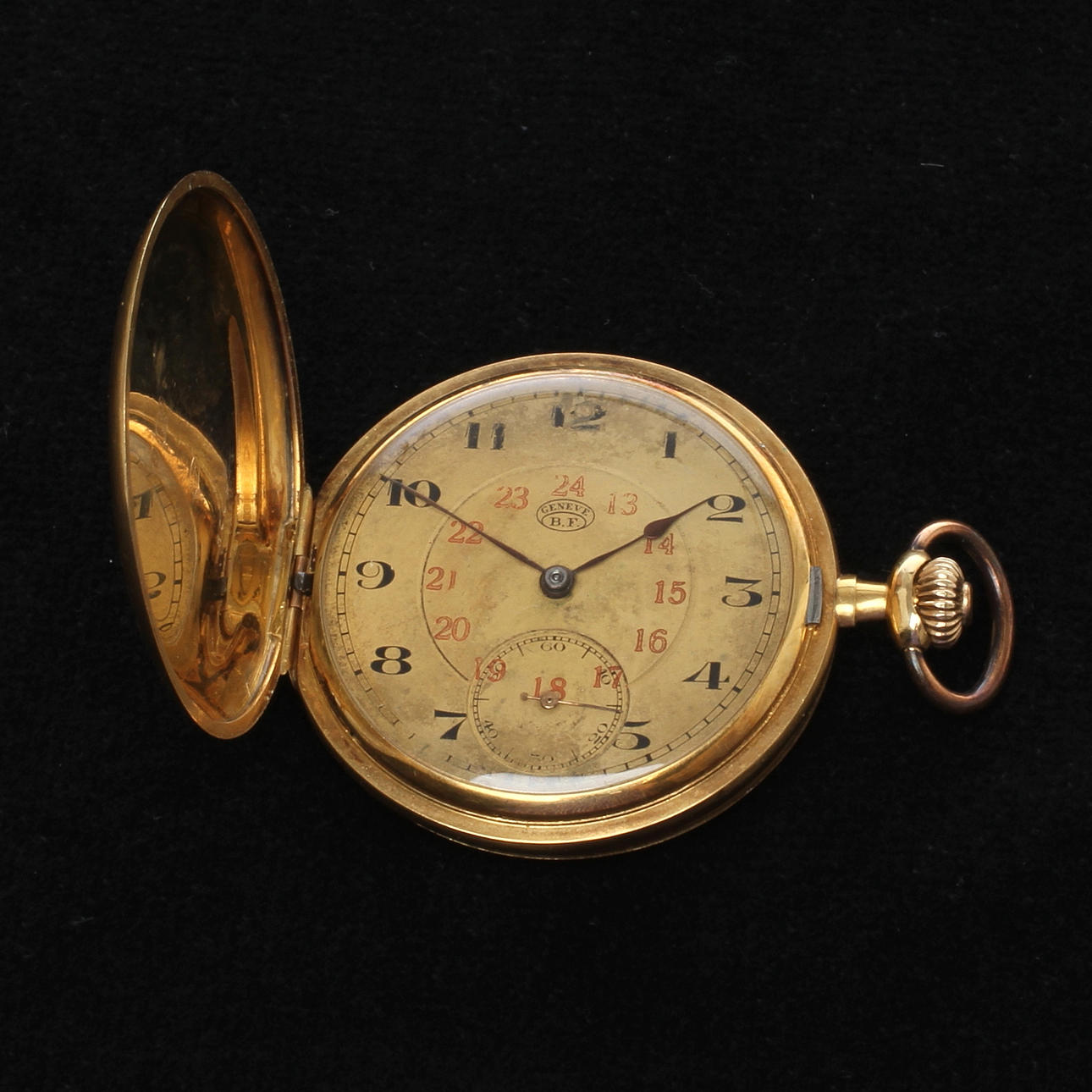 FICKUR, ytterboett 18k guld, ankargång, märkt Geneve B.F.