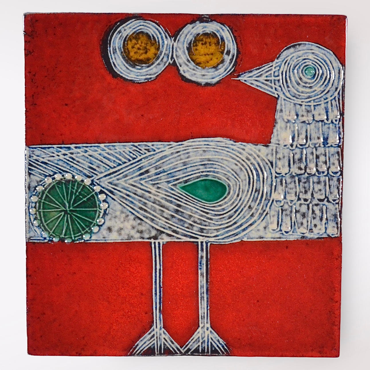 RELIEVE DE PARED, gres, "Drillsnäppa", Lisa Larson, Gustavsberg.