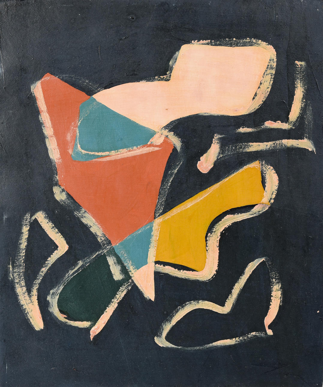 VACLAF TREFIL. ”abstrakt komposition”, olja på kartong, sig. a tergo ”V. Trefil estate”.