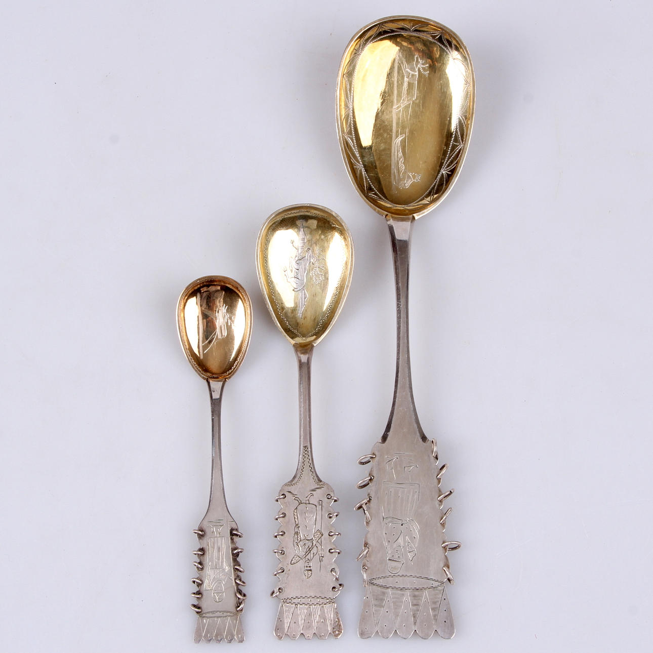 SKEDAR, 3 st. Silver, "sameskedar", Haparanda och Nederkalix, 1928-1938.