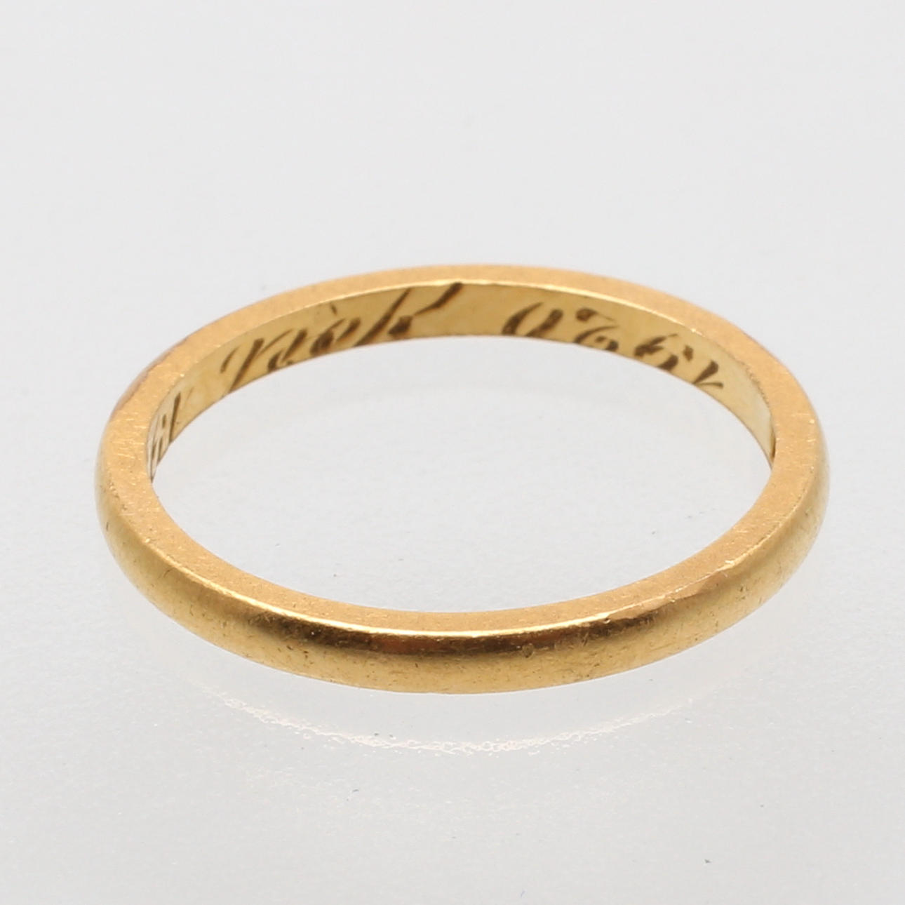 RING, 23K guld, vikt ca 2 gram, Olhans Lars F D Hovjuv G Graumann, 1900-tal.