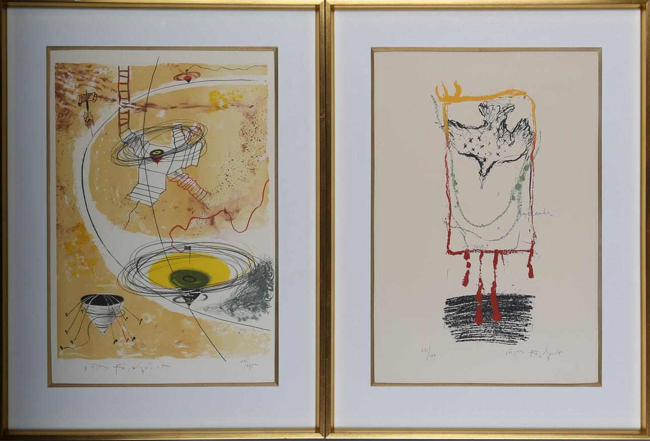 JÖRGEN FOGELQVIST. Färglitografier, 2 st, signerade.