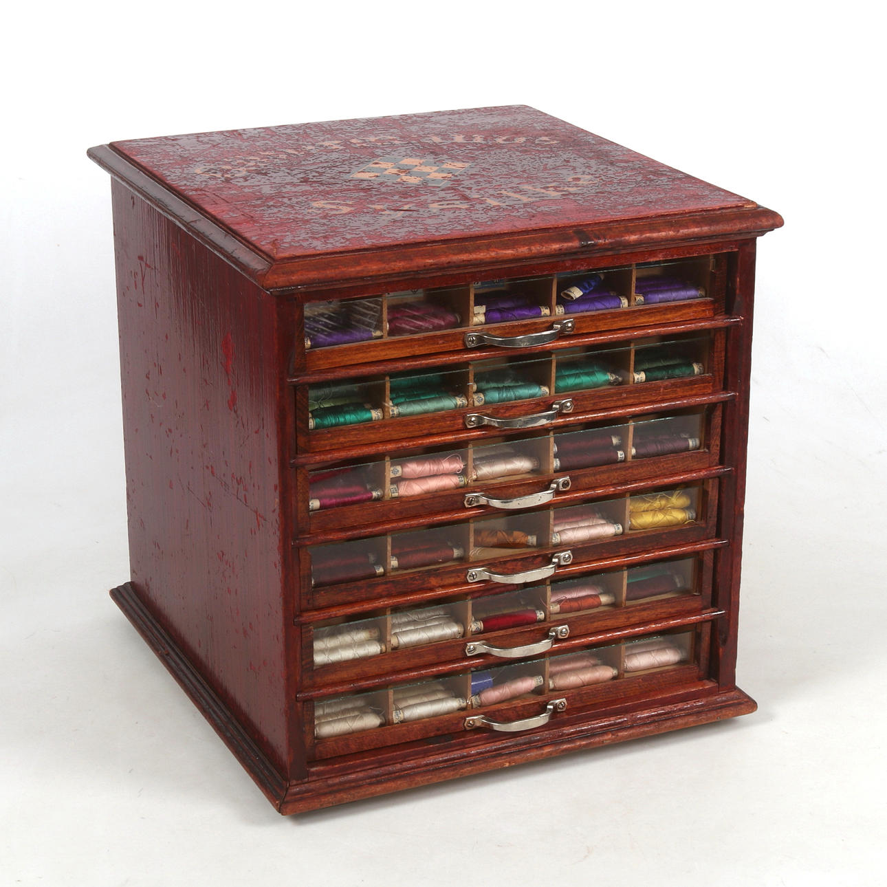 DRESSING BOX, painted wood, Gütermanns Sysilke, 1900s.