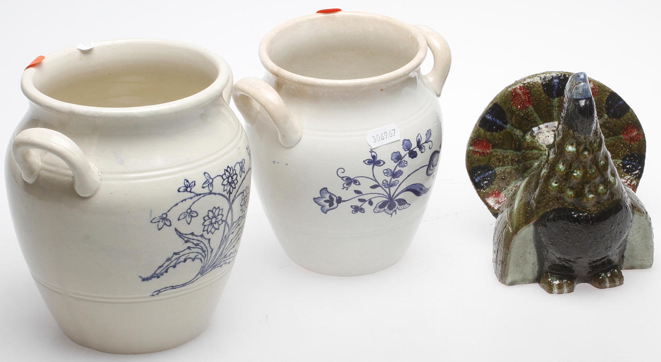 KRUKOR samt FIGURIN, keramik, Gustavsberg samt Nittsjö.