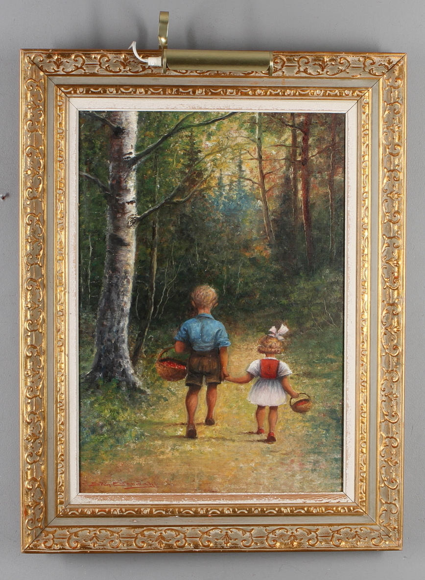 STEN EKENDAHL. Bärplockare, olja på duk, signerad.