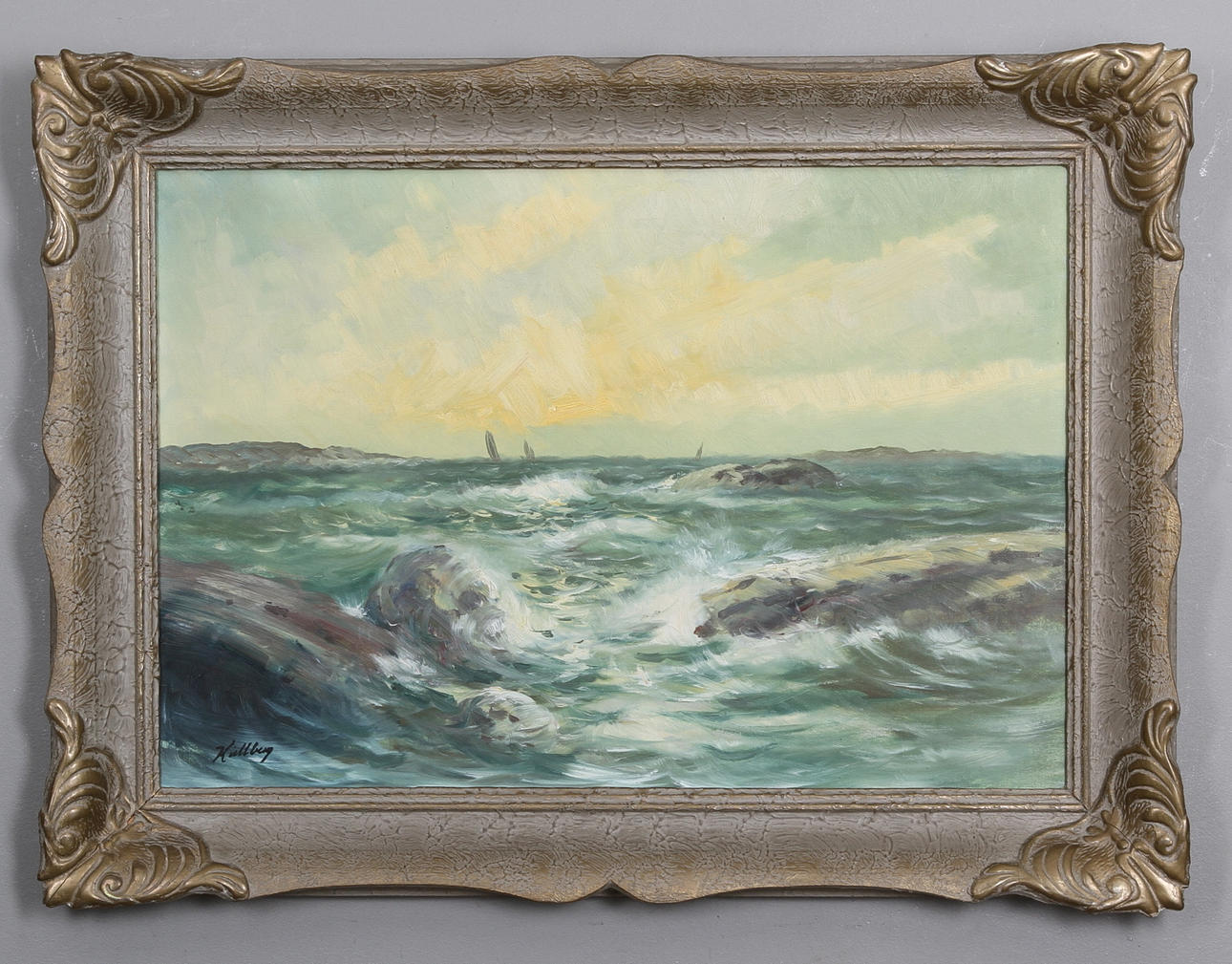 OIDENTIFIERAD KONSTNÄR. olja på duk, signerad Kullberg.