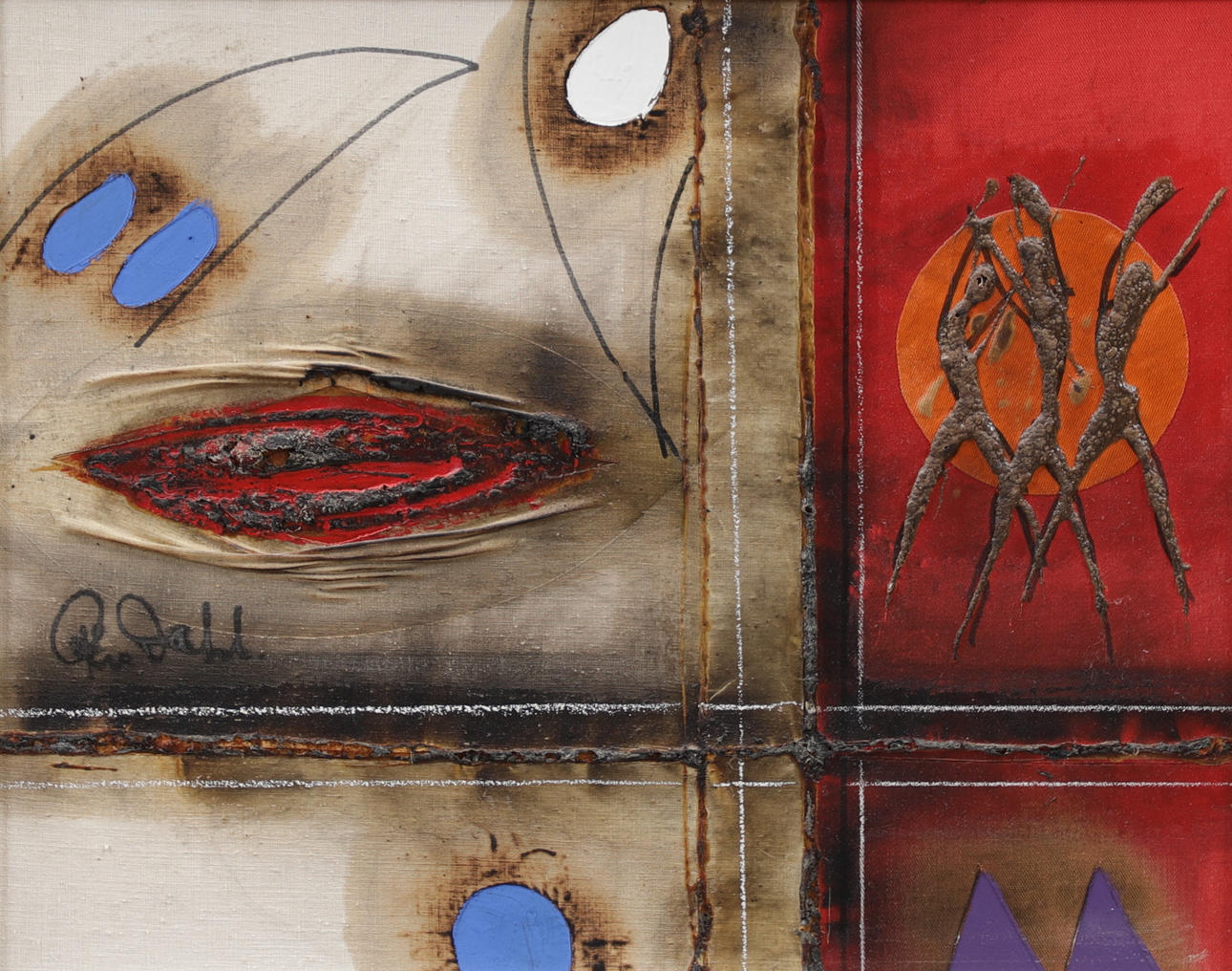 PER DAHL. Oil on Board, "composition", signed.