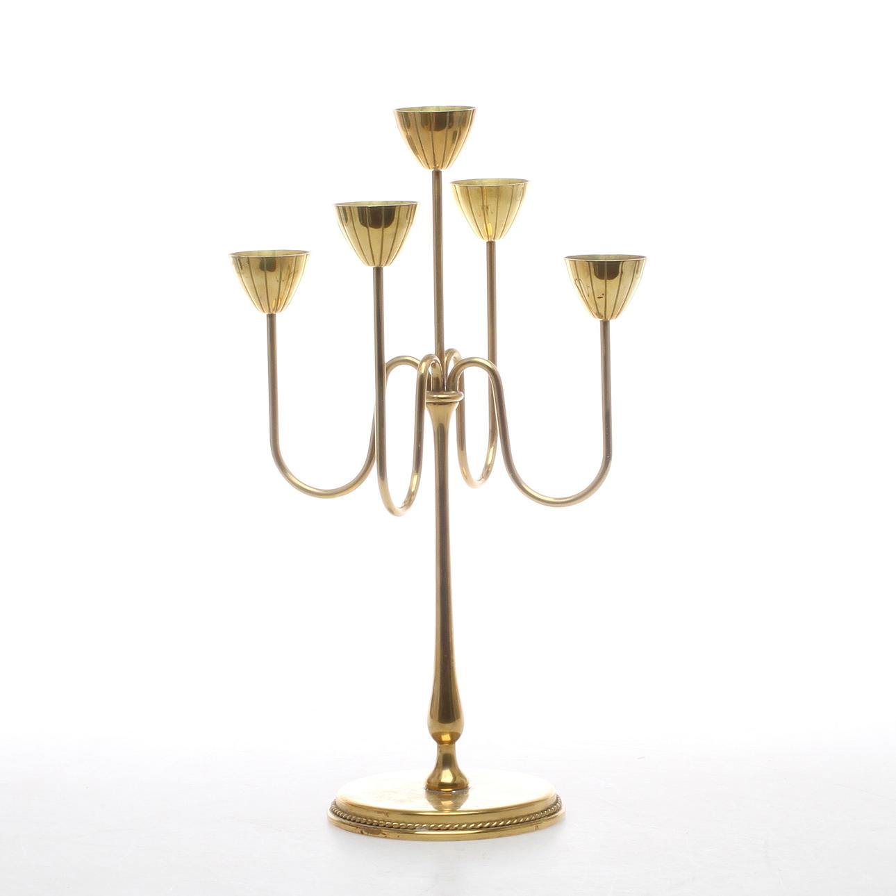 KANDELABER, mässing, Gunnar Ander för Ystad Metall, omkring 1900-talets mitt.