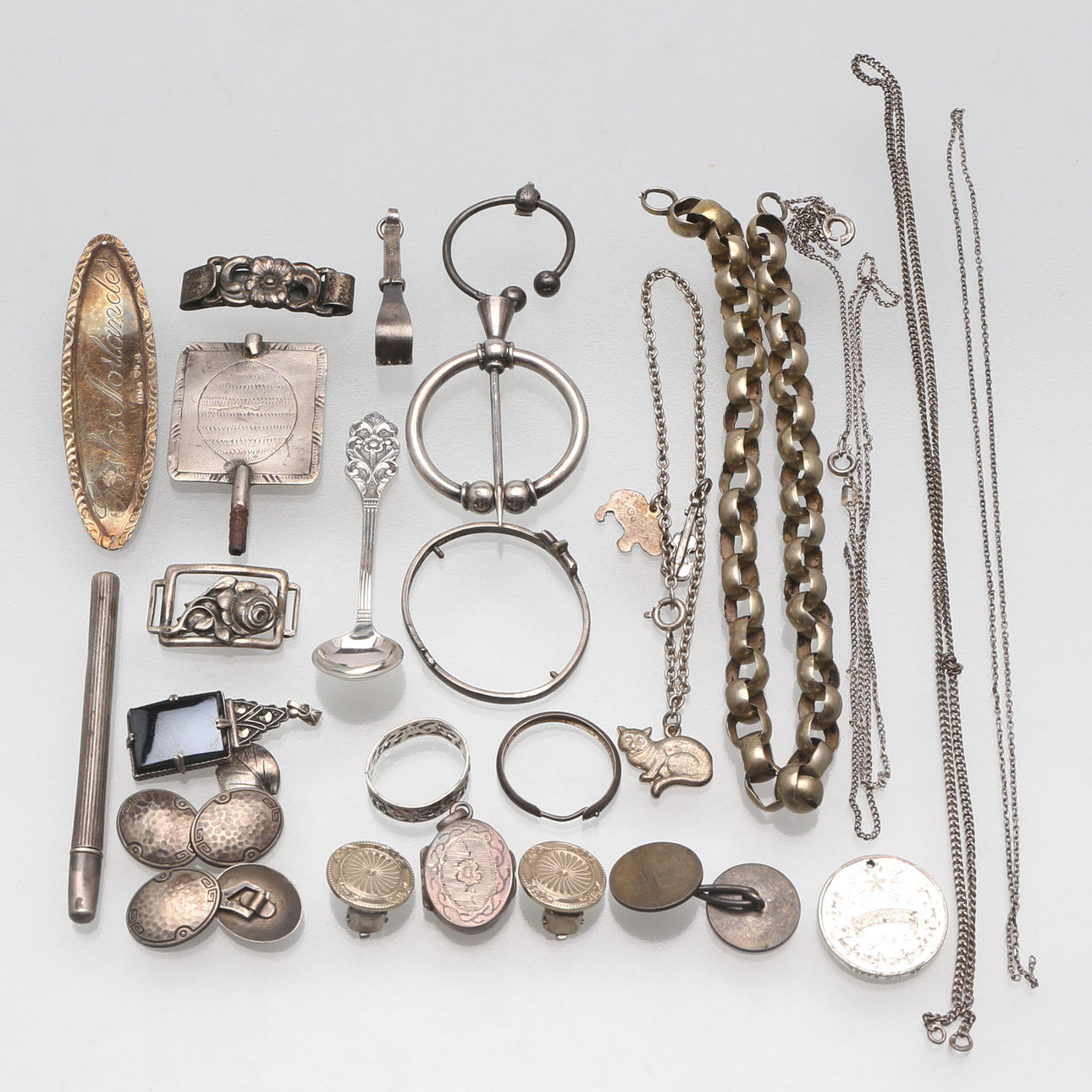 DIVERSE SILVERFÖREMÅL, 27 st, totalvikt ca 87 gram.