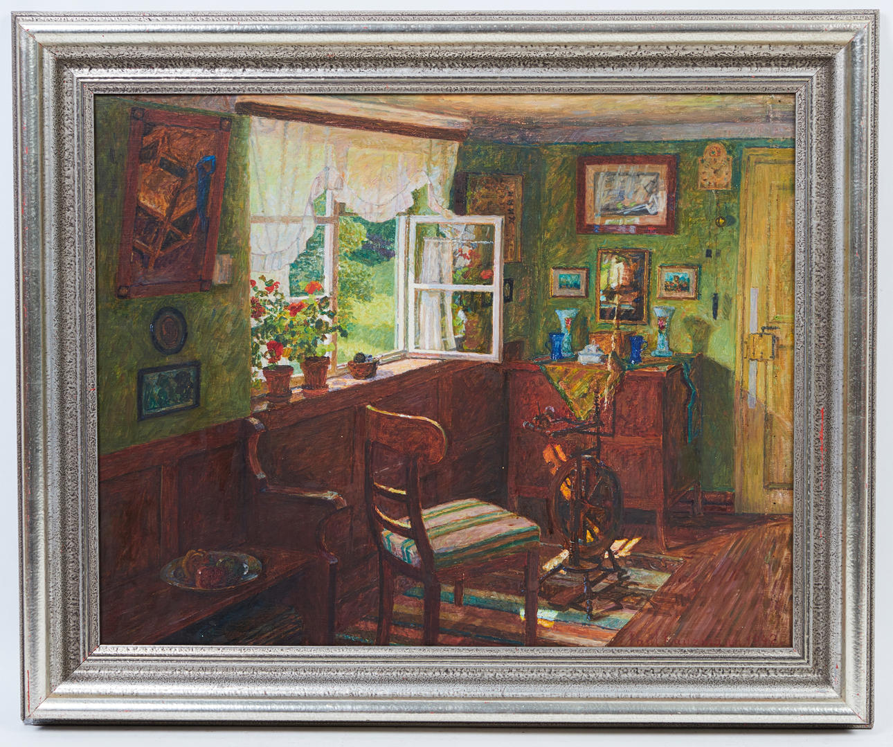 PAUL KAUZMANN. Maleri, 'View into a Biedermeier Interior', 1942.