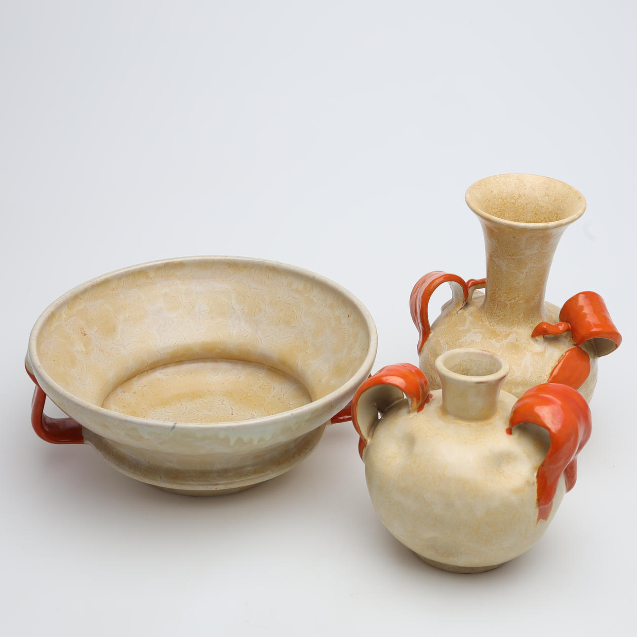 KERAMIKFÖREMÅL 3 delar Ekeby jugend.