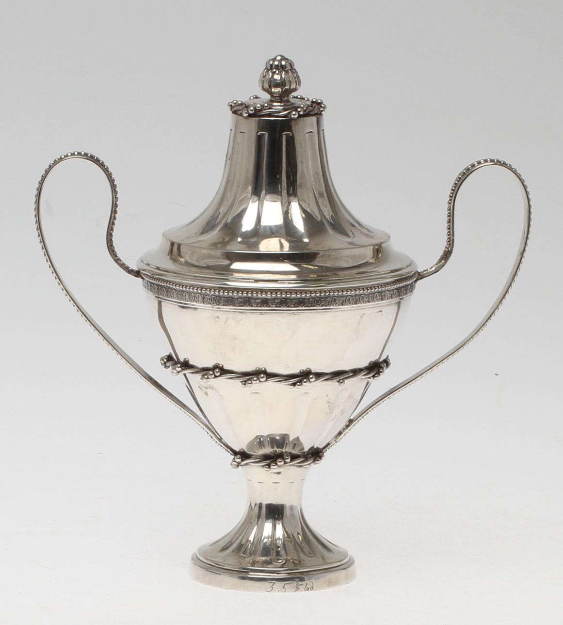 SOCKERSKÅL MED LOCK, silver, Mikael Nyberg, Stockholm 1785. Vikt 462 gram.