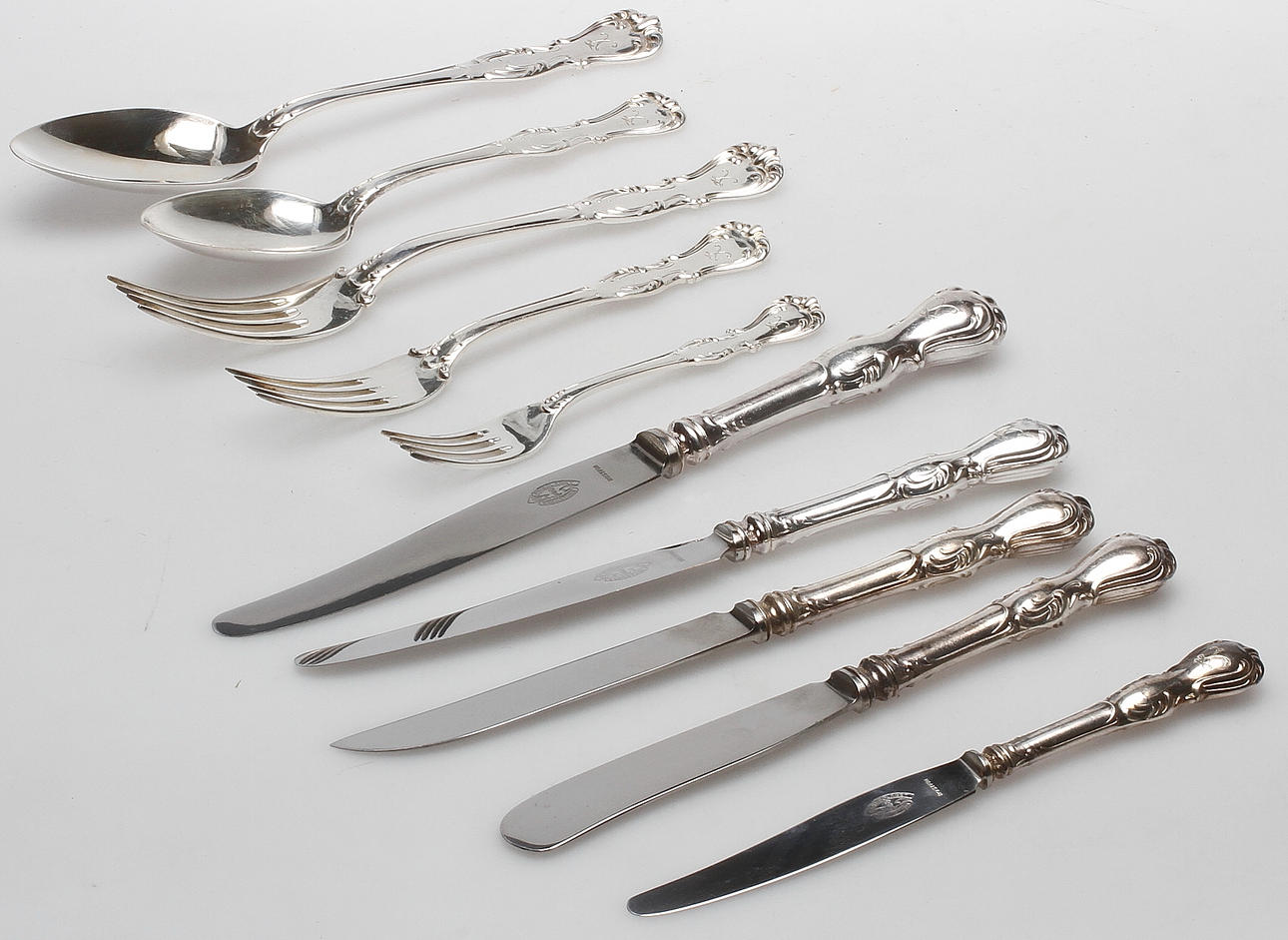 BESTICK, 96 delar, silver, "Prins Albert", CG Hallberg, 1946, vikt ca 6000gr.