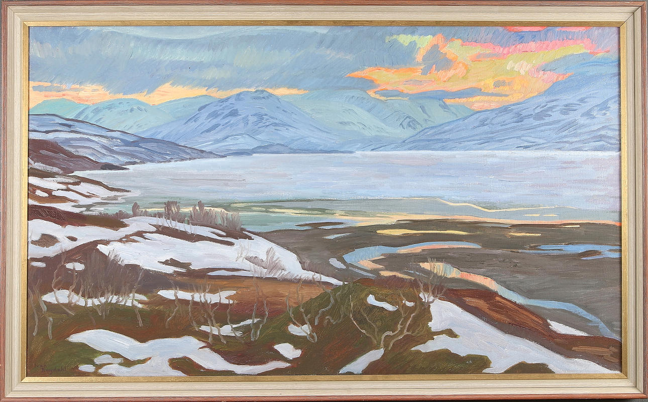 IVAN BERGDAHL. "Vårafton Abisko", olja på duk, signerad samt daterad 1971.