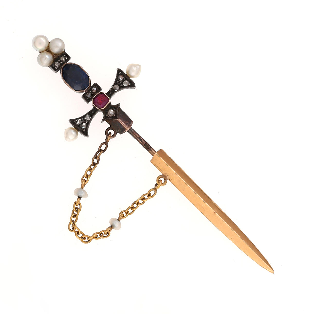Aguja de corbata francesa en forma de espada, de finales del siglo XIX.