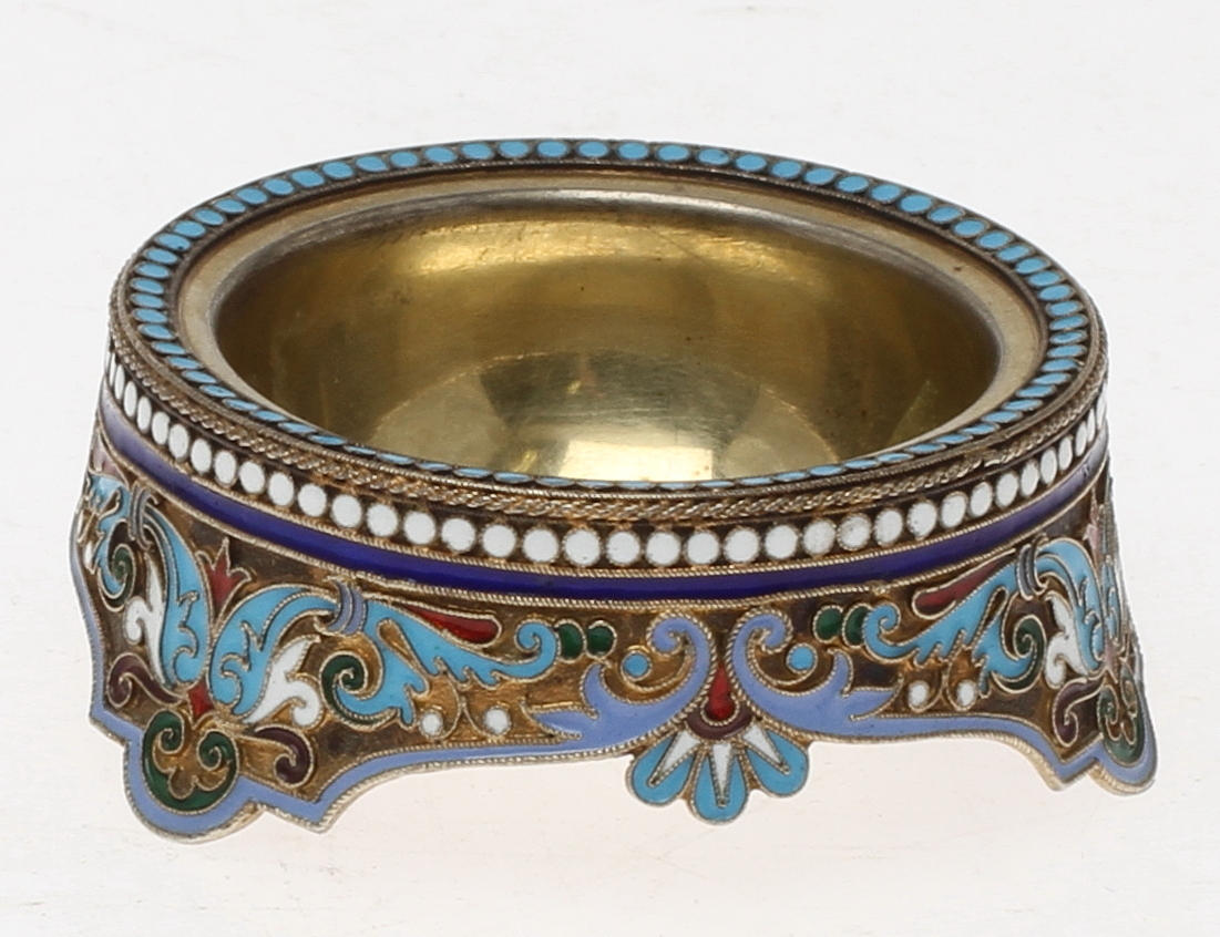 SALTKAR, förgyllt silver med emaljarbete, Ryssland.