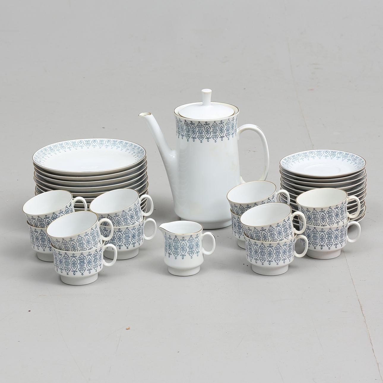 KAFFESERVIS, 38 delar, porslin, Upsala-Ekeby, Karlskrona, 1900-talets andra hälft.