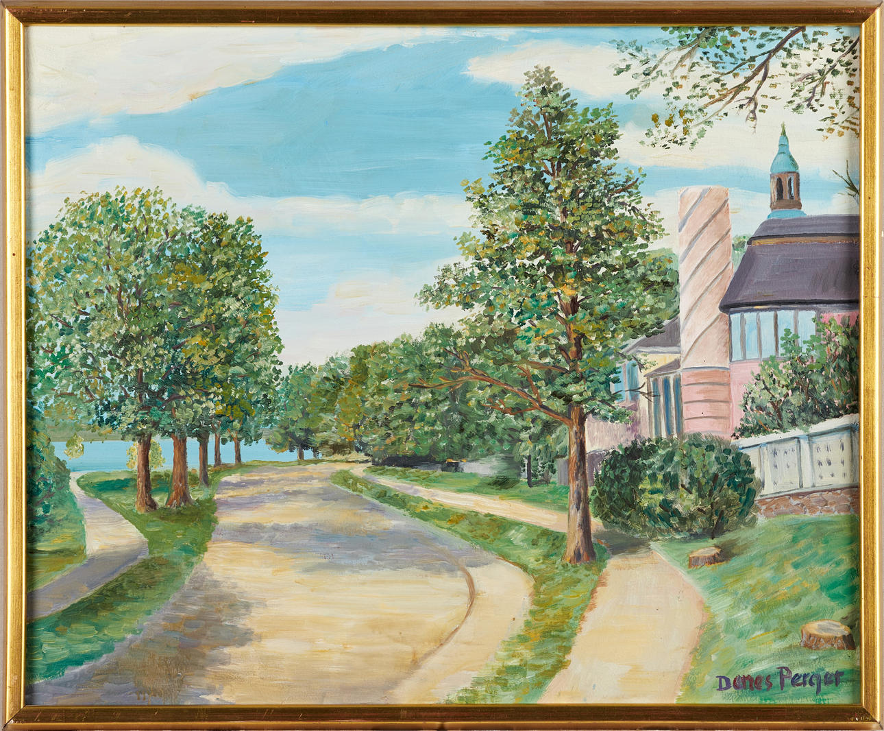 DENES PERGER. Beach villa, Oil on Board.