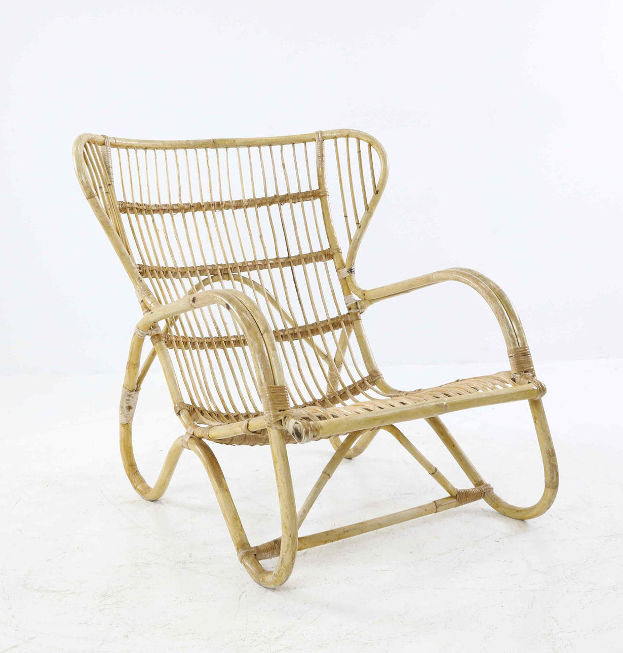 ROTTINGFÅTÖLJ, rotting, bambu, 1900-talets mitt.