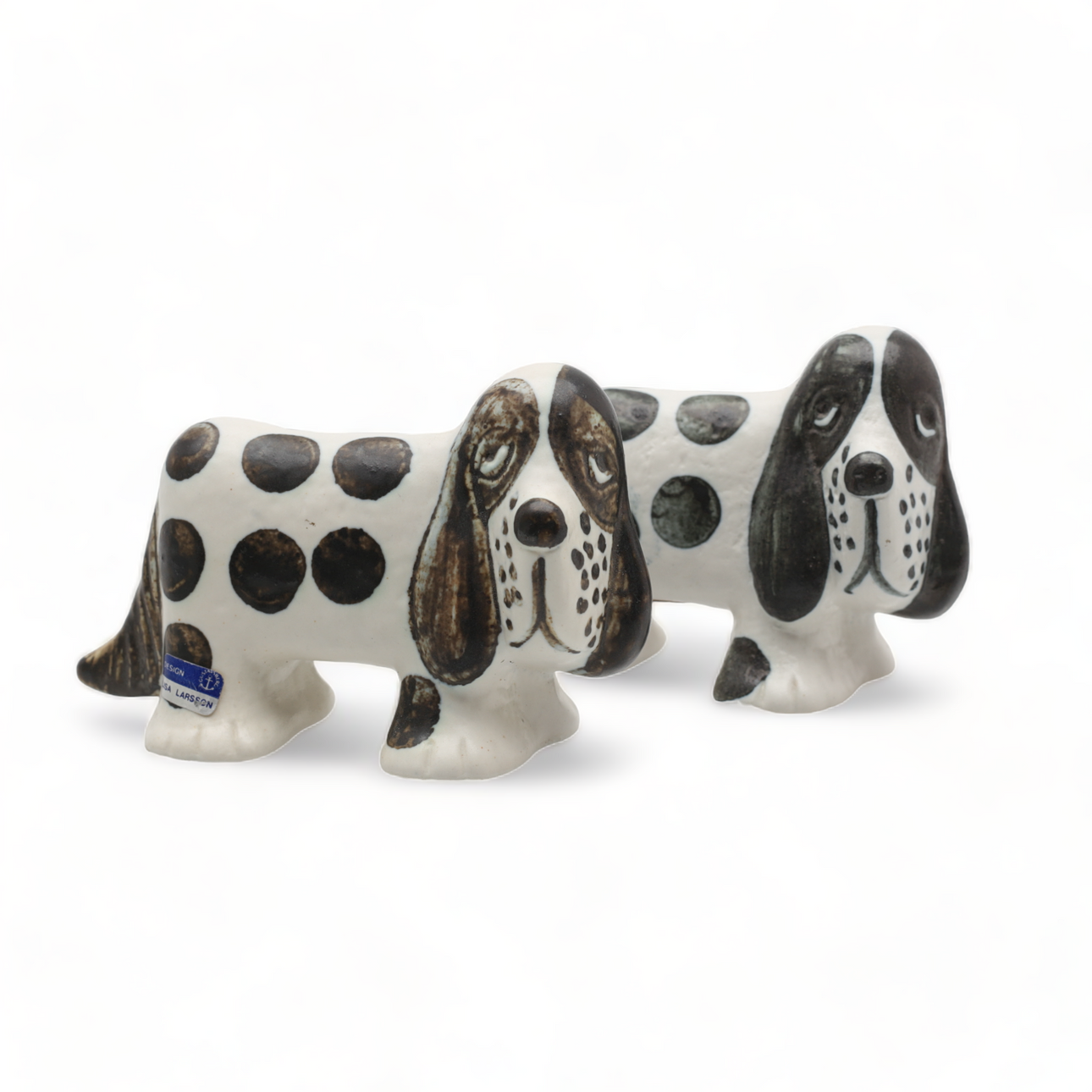 LISA LARSON. Figurines, 2 pcs, dogs, stoneware, labeled.