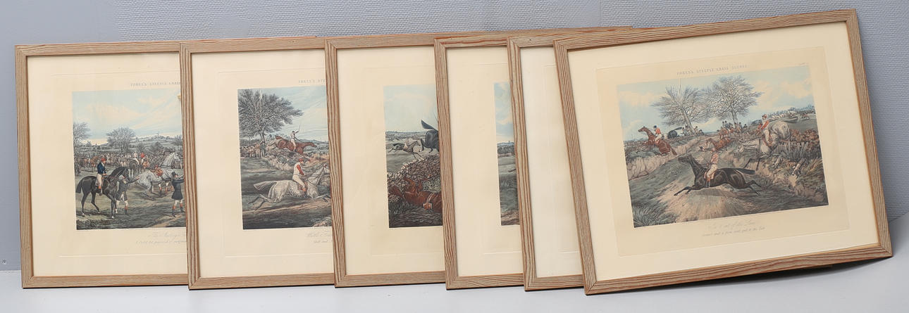 GRAFISKA BLAD, 6 st, A Steeple chase, H Alken, England, 1900-tal.