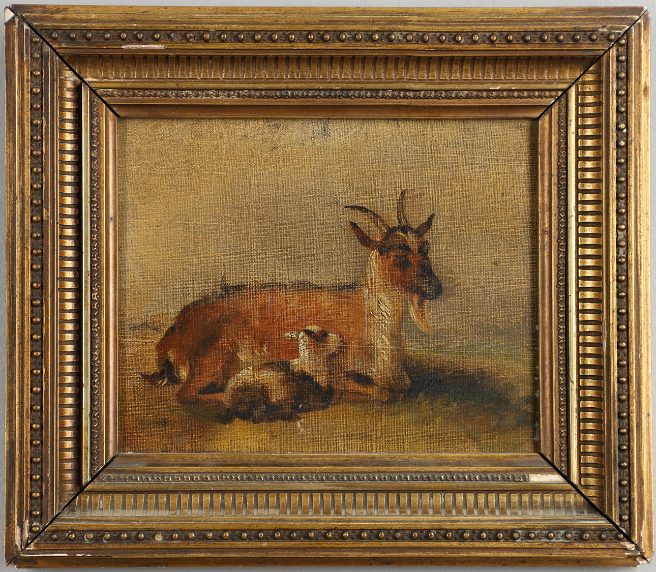 CIRCLE OF ROSA BONHEUR (1822-1899). A GOAT WITH A KID.