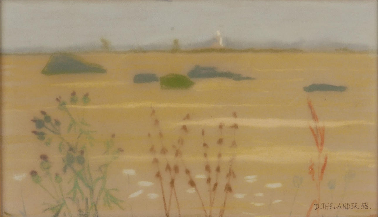 DAGMAR THELANDER. Landscape, Öland. Watercolour, signed D.THELANDER-58.