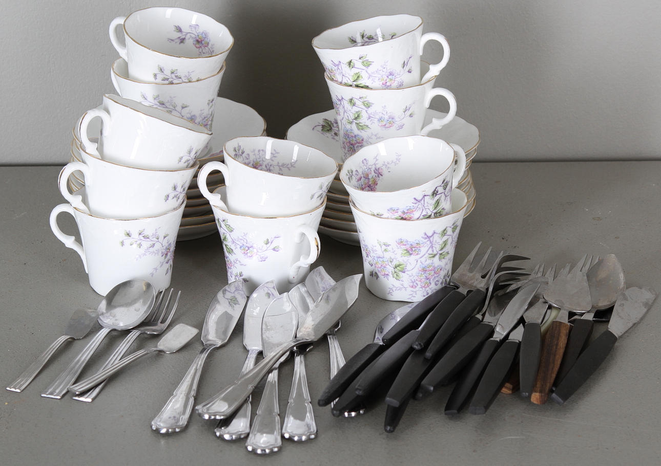 KAFFEGODS, rörstrands c:a 1900 samt div.bestick.