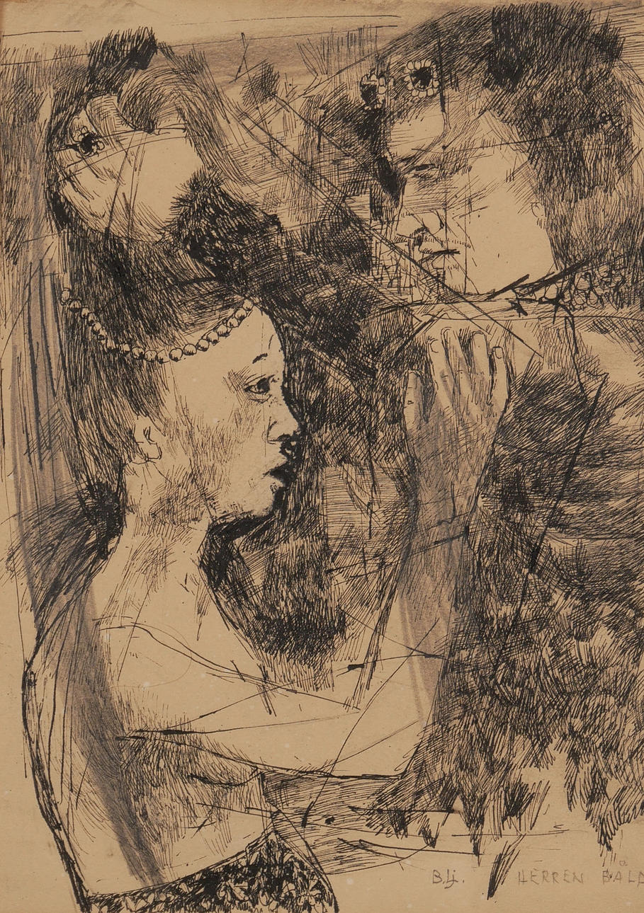 BIRGER  LJUNGQUIST. "Mr. Båld". Drawing, signed B.LJ.