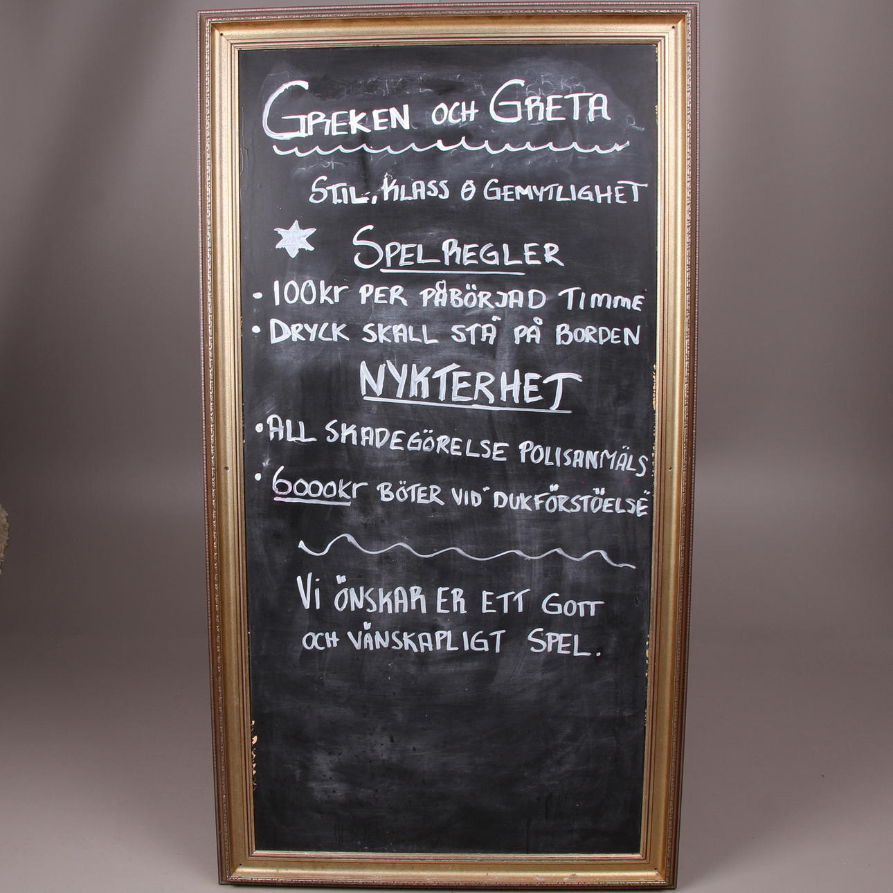 INFO/MENYTAVLA, 172 x 96 cm, samtida.