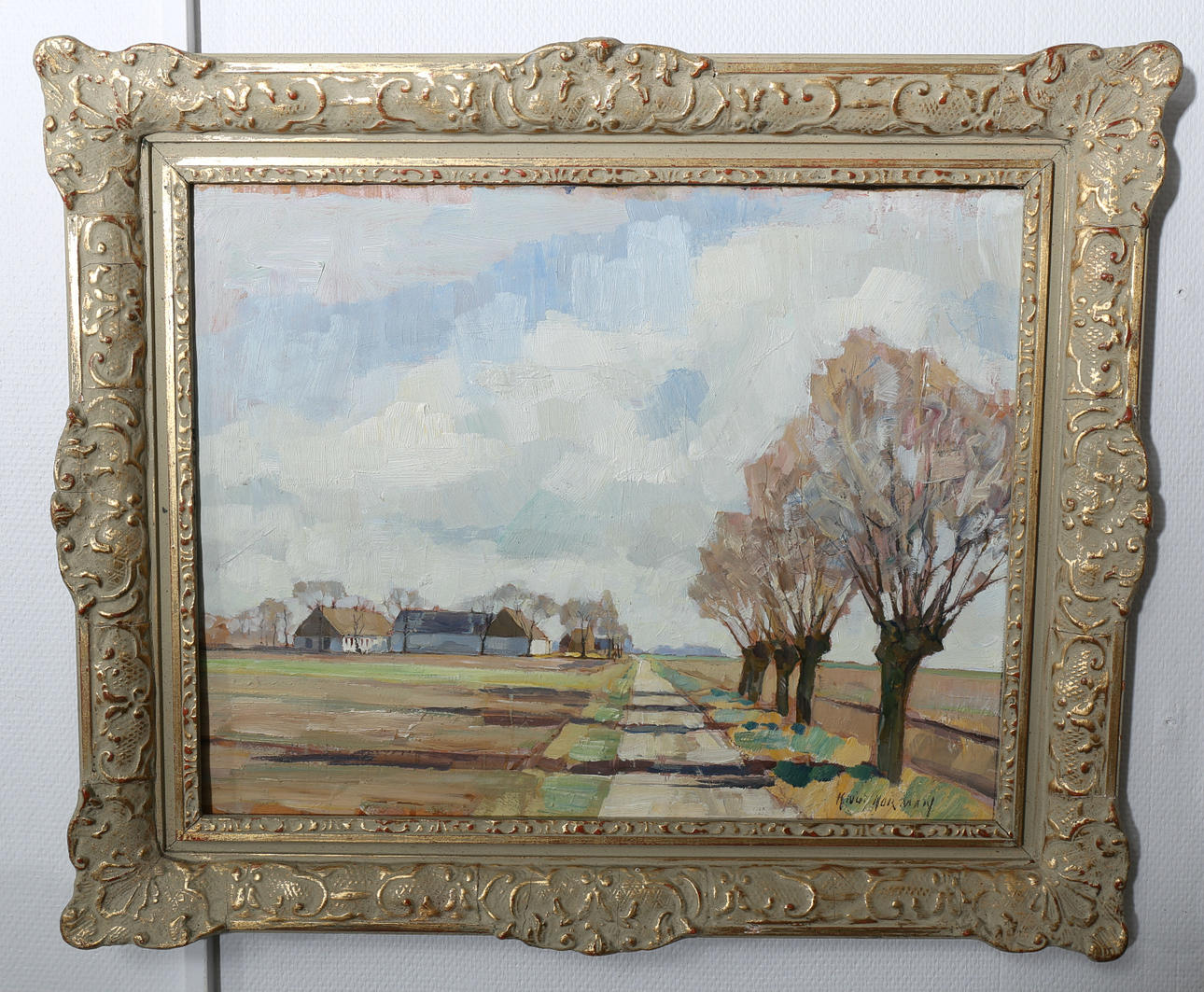 KNUT NORMAN. Olja på pannå, Landskapsbild från Skåne, signerad.