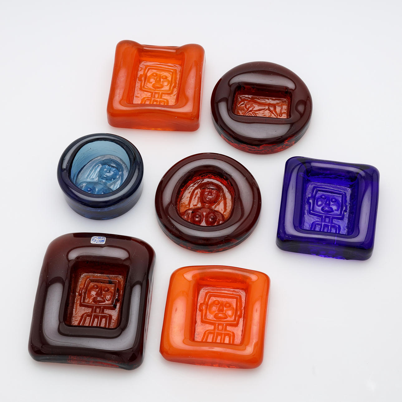 ERIK HÖGLUND. Ashtray, 7 pcs., glass, Boda, 1960s. Glass - Art 