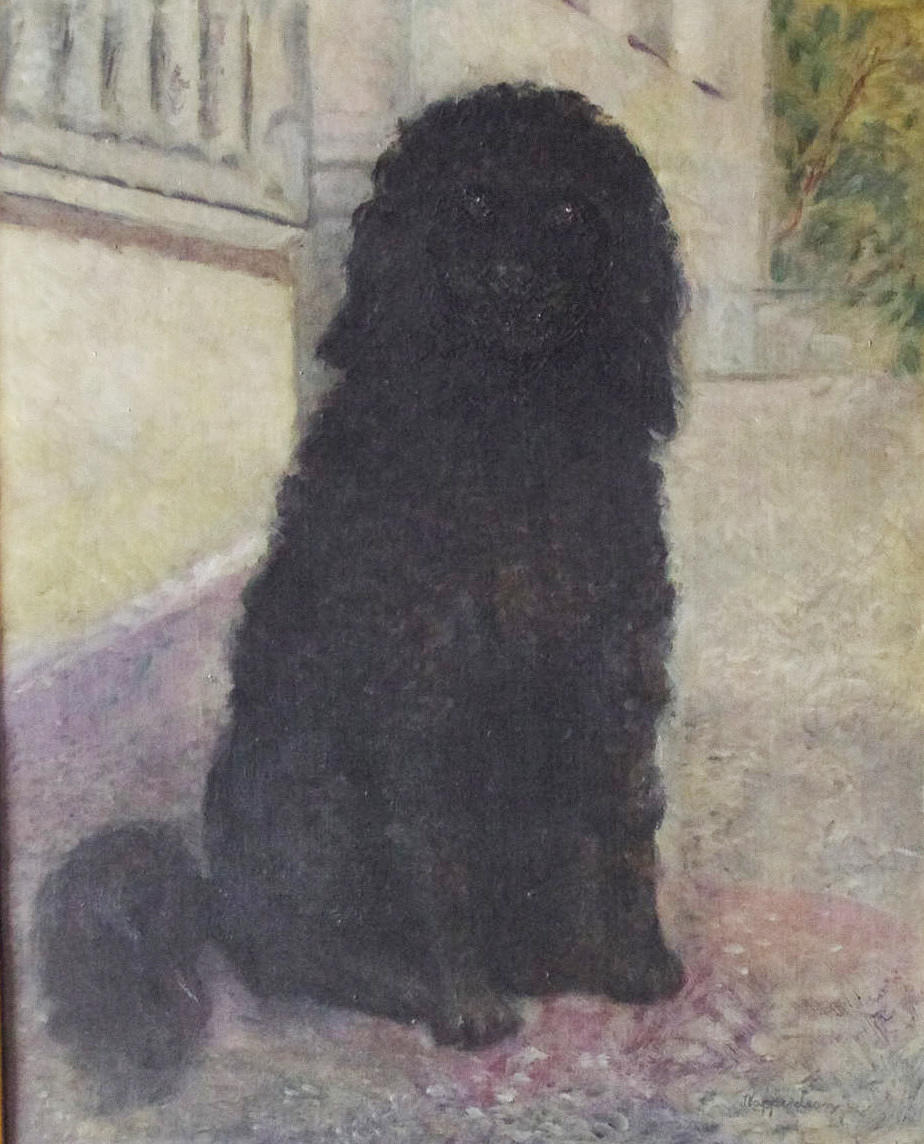 NAPPE LEON. Porträtt av en hund, olja på duk, signerad.