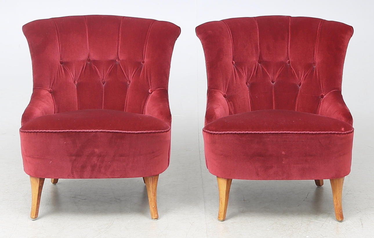 EMMAFÅTÖLJER, ett par, 1900-talets mitt.