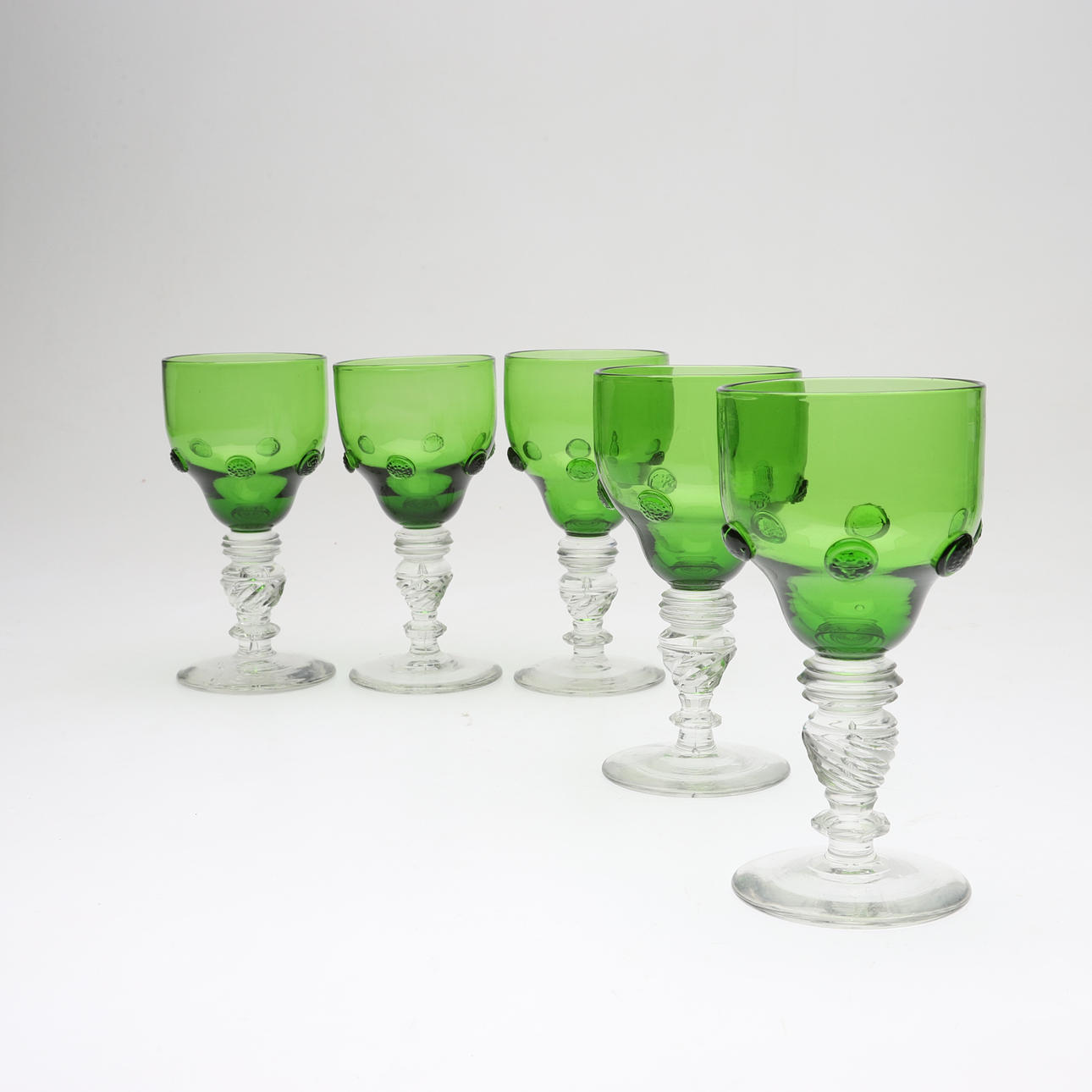 STRAP, 5 pieces, glass, 1900s.