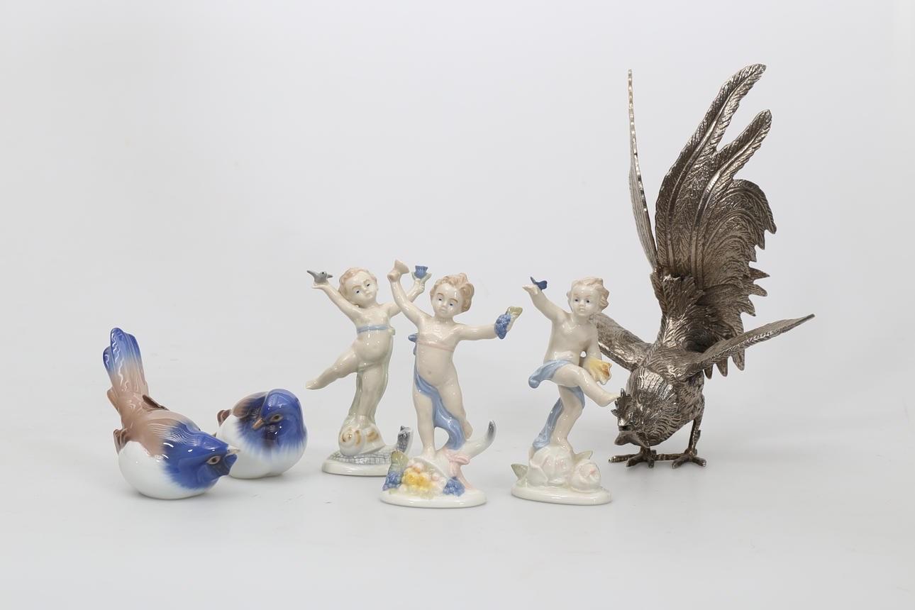 FIGURINER, porslin och metall, 6 stycken, bland annat Bing & Gröndahl.