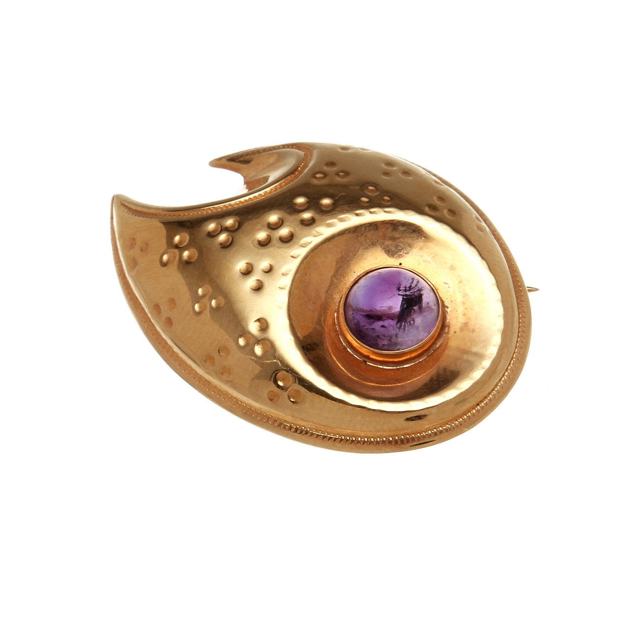 BROSCH, 18K rödguld med ametist. Vikt 3,9 g.