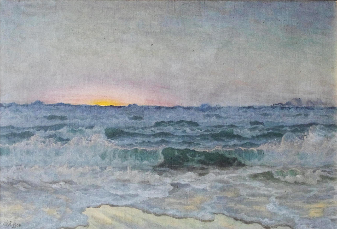 VIGGO HELSTED. "Efter solnedgång, Storm", olja på duk, monogramsignerad 1900.