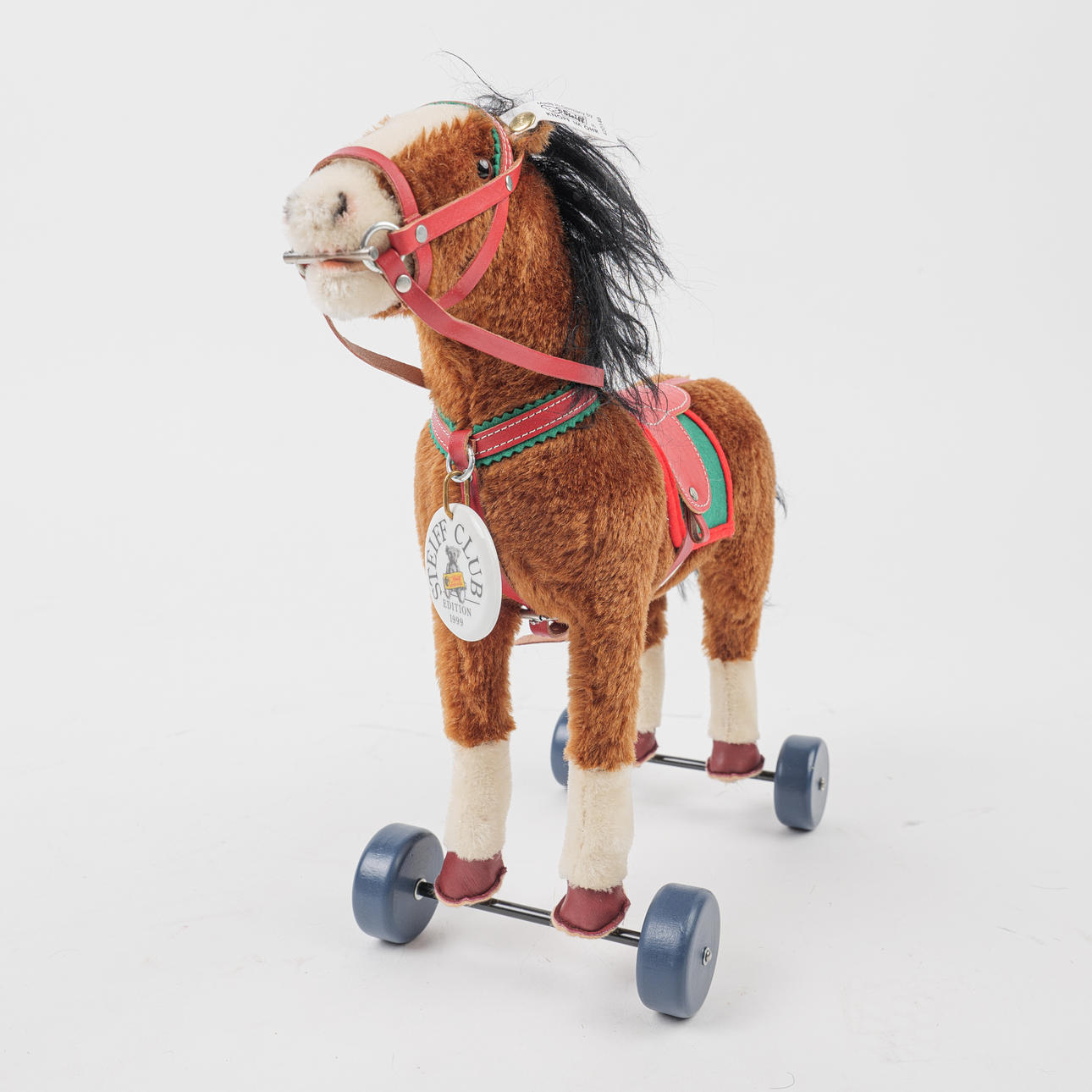 Steiff, horse on wheels, Club Edition in original packaging