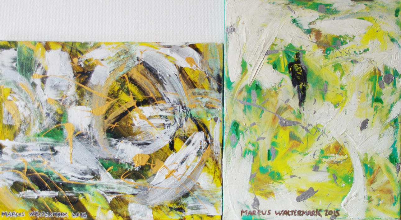 MARCUS WALTERMARK. 2 kompositioner, olja på duk, signerade 2013/2015.