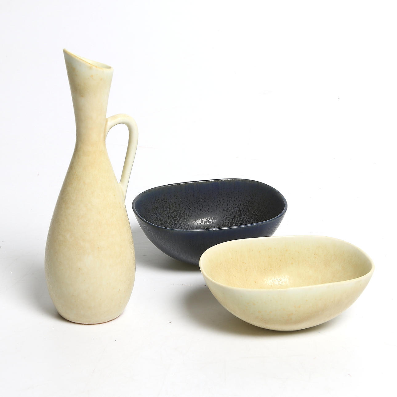 SKÅLAR samt VAS, 3 delar, stengods, Carl Harry Stålhane. Rörstrand.