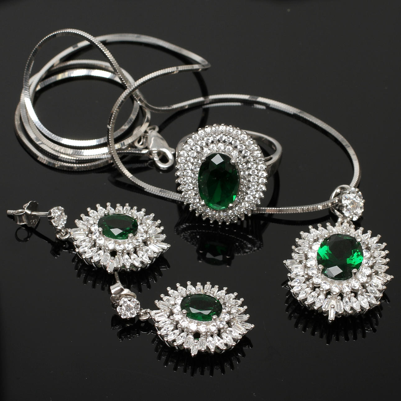 GARNITYR, 3 delar, silver. 1900/2000-tal.