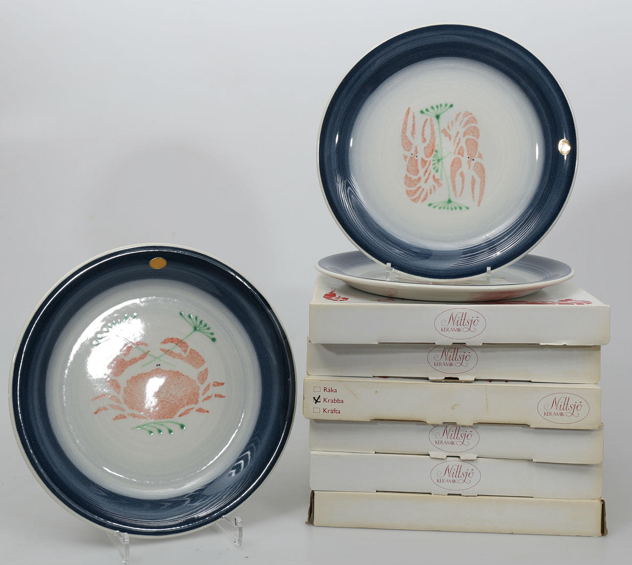 SKALDJURSTALLRIKAR, stengods, 12 stycken, Nittsjö.